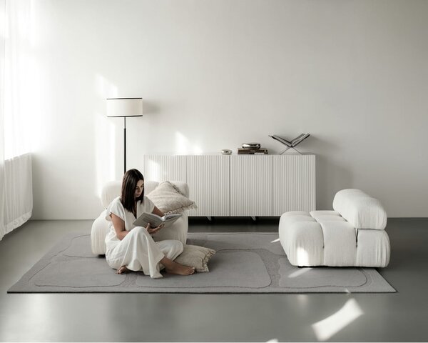 Covor gri din lână 200x300 cm Morphic Organica – Agnella