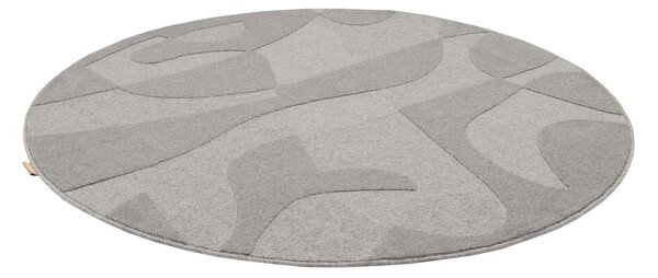 Covor gri rotund din lână ø 120 cm Morphic Botanica – Agnella