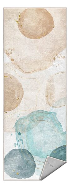 Covor tip traversă crem/turcoaz lavabil 80x200 cm Puddle – Mila Home