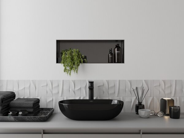 Mexen X-Wall-NR, raft încastrat fără flanșă 60 x 20 cm, grafit mat - 19E1602010