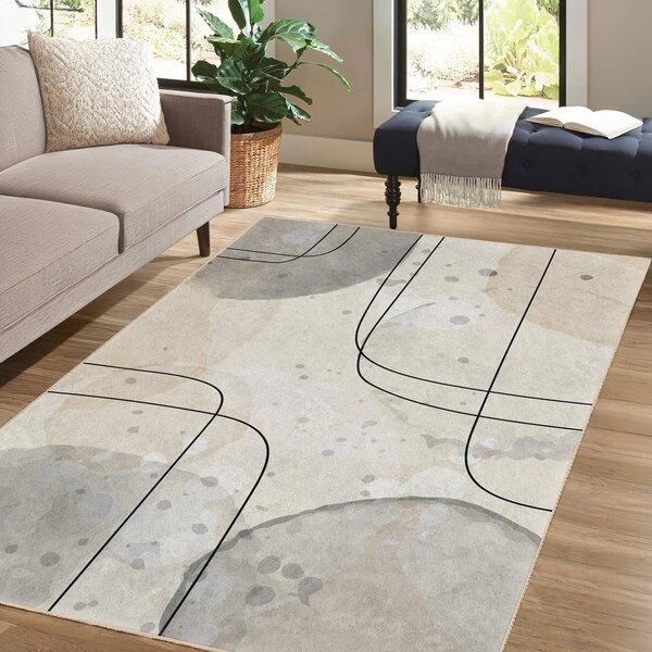 Covor tip traversă gri/crem lavabil 80x200 cm Simple Lines – Mila Home