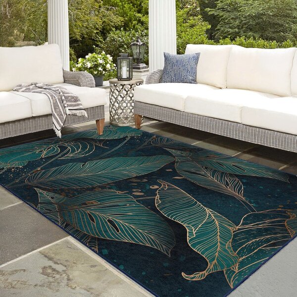 Covor culoare petrol lavabil 80x150 cm Midnight Jungle – Mila Home