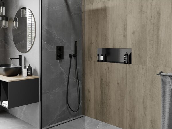 Mexen X-Wall-NR, raft încastrat fără flanșă 60 x 20 cm, grafit mat - 19E1602010