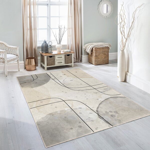 Covor tip traversă gri/crem lavabil 80x200 cm Simple Lines – Mila Home