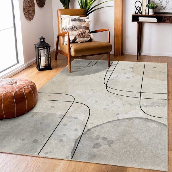 Covor tip traversă gri/crem lavabil 80x200 cm Simple Lines – Mila Home