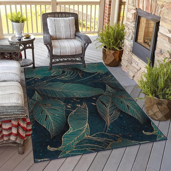 Covor culoare petrol lavabil 80x150 cm Midnight Jungle – Mila Home