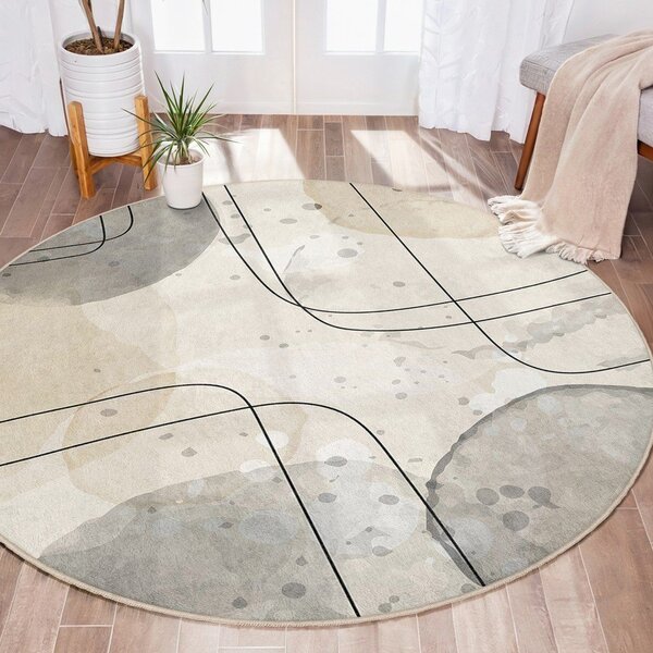 Covor bej lavabil rotund ø 100 cm Simple Lines – Mila Home