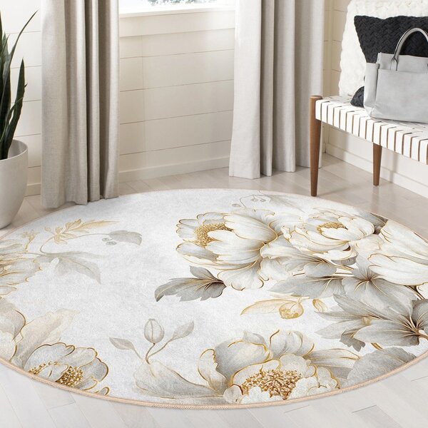 Covor gri deschis/bej lavabil rotund ø 80 cm Soft and Gentle – Mila Home