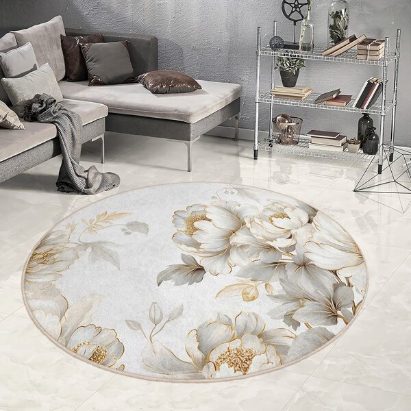 Covor gri deschis/bej lavabil rotund ø 80 cm Soft and Gentle – Mila Home