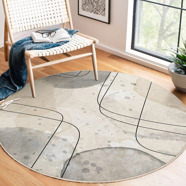 Covor bej lavabil rotund ø 100 cm Simple Lines – Mila Home
