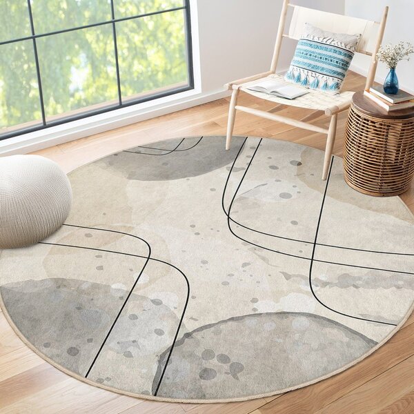 Covor bej lavabil rotund ø 100 cm Simple Lines – Mila Home