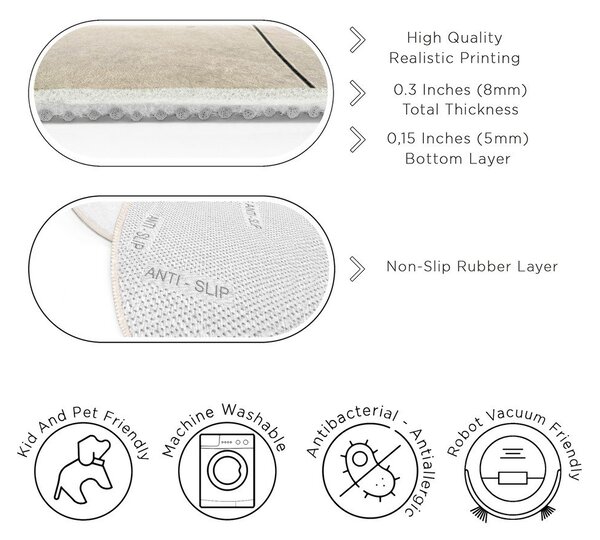Covor bej lavabil rotund ø 100 cm Simple Lines – Mila Home