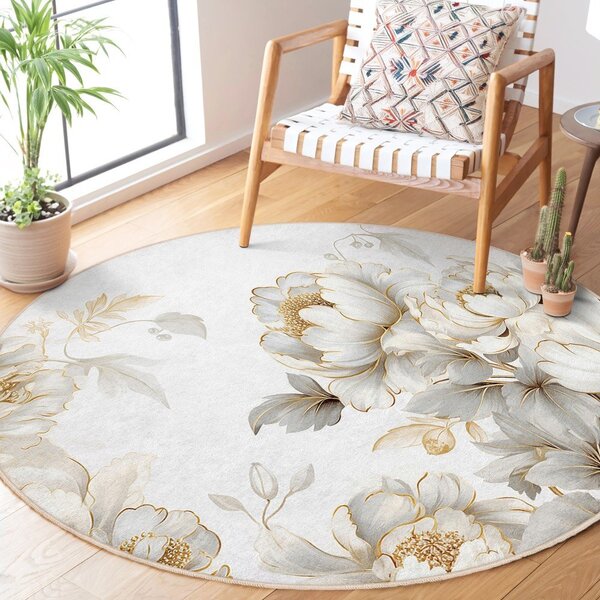 Covor gri deschis/bej lavabil rotund ø 80 cm Soft and Gentle – Mila Home