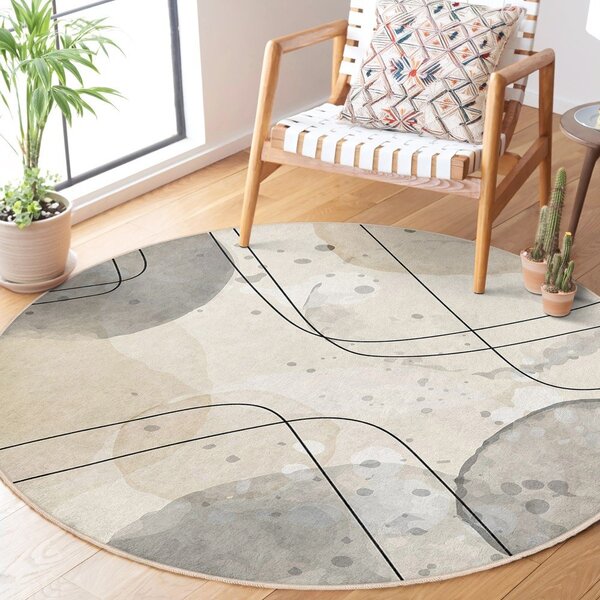 Covor bej lavabil rotund ø 100 cm Simple Lines – Mila Home
