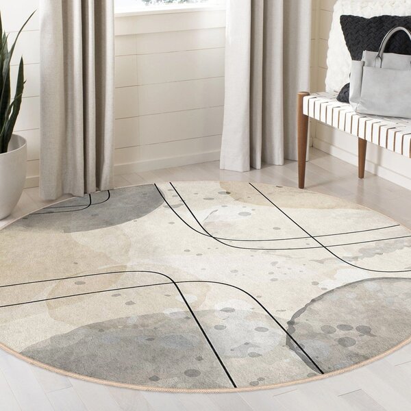 Covor bej lavabil rotund ø 100 cm Simple Lines – Mila Home