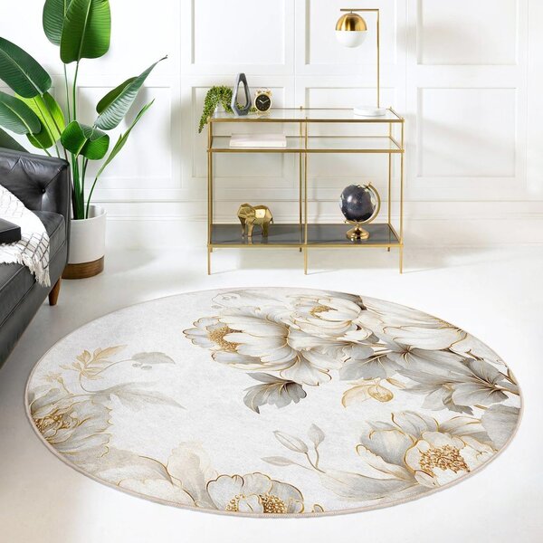 Covor gri deschis/bej lavabil rotund ø 80 cm Soft and Gentle – Mila Home