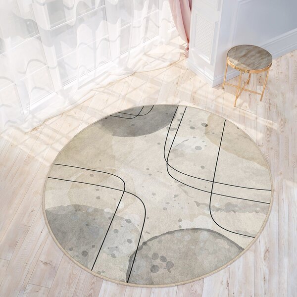 Covor bej lavabil rotund ø 100 cm Simple Lines – Mila Home