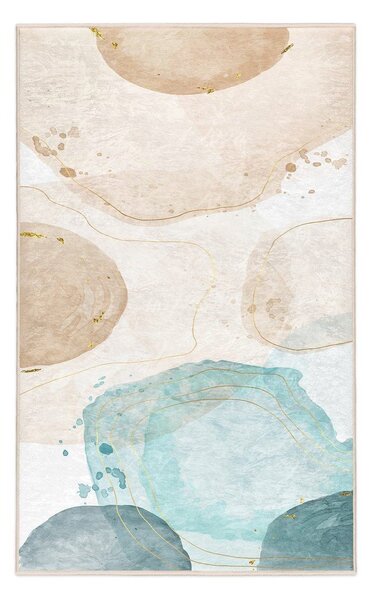 Covor crem/turcoaz lavabil 80x150 cm Puddle – Mila Home