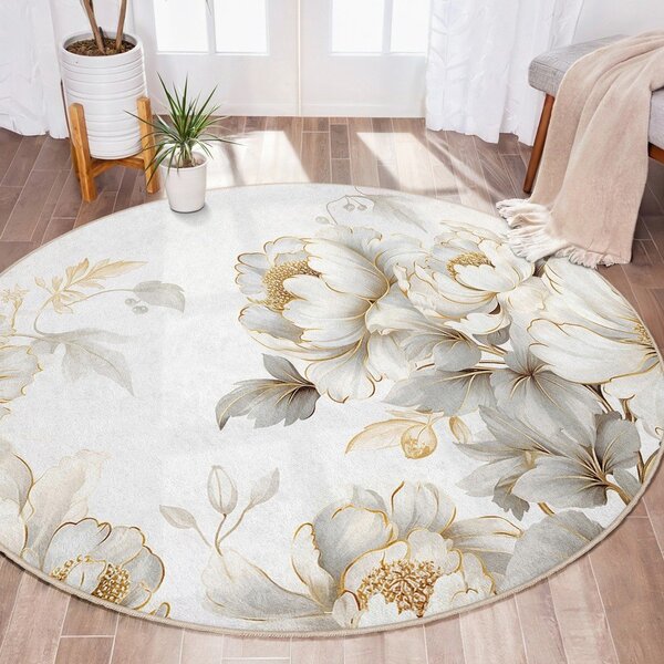 Covor gri deschis/bej lavabil rotund ø 80 cm Soft and Gentle – Mila Home