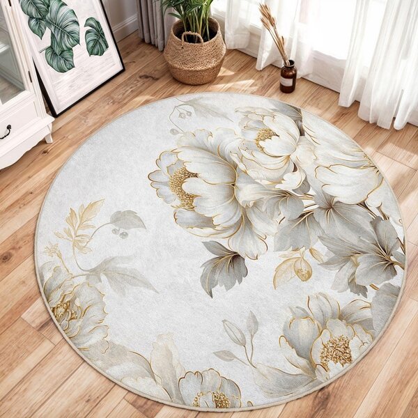 Covor gri deschis/bej lavabil rotund ø 80 cm Soft and Gentle – Mila Home