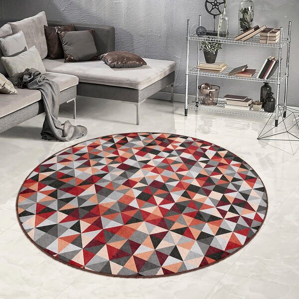 Covor roșu/gri lavabil rotund ø 80 cm Ignite – Mila Home