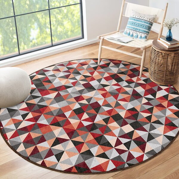 Covor roșu/gri lavabil rotund ø 80 cm Ignite – Mila Home