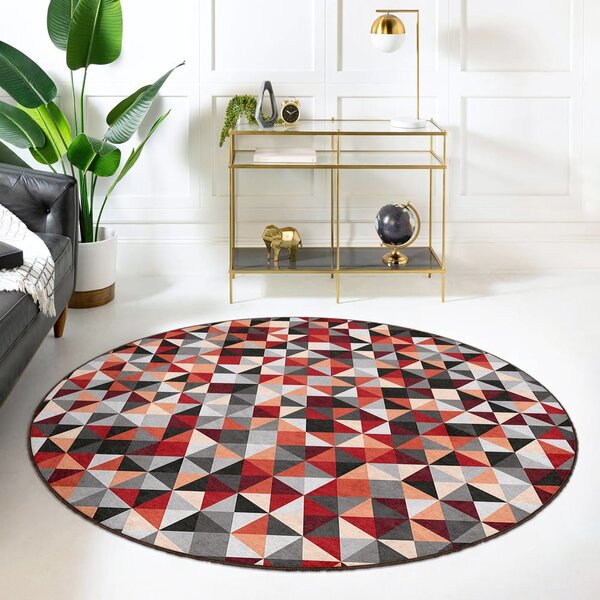 Covor roșu/gri lavabil rotund ø 80 cm Ignite – Mila Home