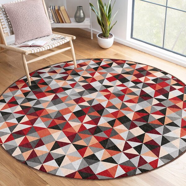Covor roșu/gri lavabil rotund ø 80 cm Ignite – Mila Home