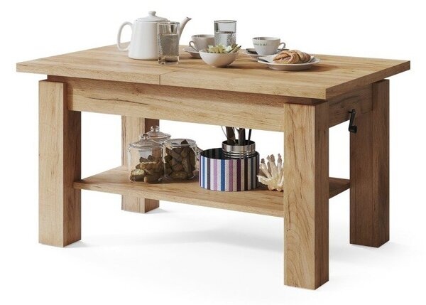 Măsuță de cafea extensibila Glendale 100Stejar Craft auriu, 6x7x11cm, PAL laminat, Unghiular