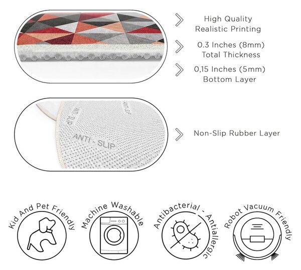 Covor roșu/gri lavabil rotund ø 80 cm Ignite – Mila Home