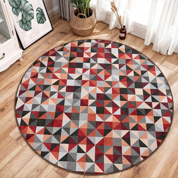Covor roșu/gri lavabil rotund ø 80 cm Ignite – Mila Home