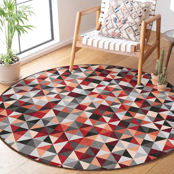Covor roșu/gri lavabil rotund ø 80 cm Ignite – Mila Home