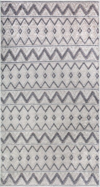 Covor tip traversă gri lavabil 80x200 cm Zig Zag – Vitaus