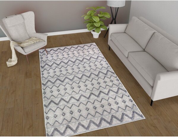 Covor tip traversă gri lavabil 80x200 cm Zig Zag – Vitaus