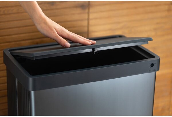 Coș de gunoi gri cu senzori de atingere din plastic reciclat 54 l Verto High – Curver
