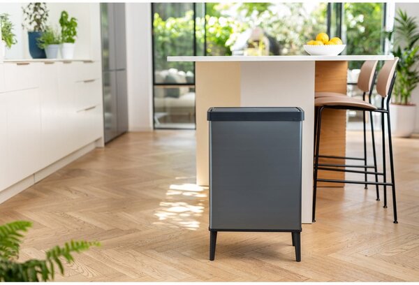 Coș de gunoi gri cu senzori de atingere din plastic reciclat 54 l Verto High – Curver