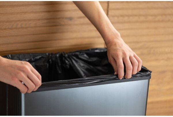 Coș de gunoi gri cu senzori de atingere din plastic reciclat 54 l Verto High – Curver