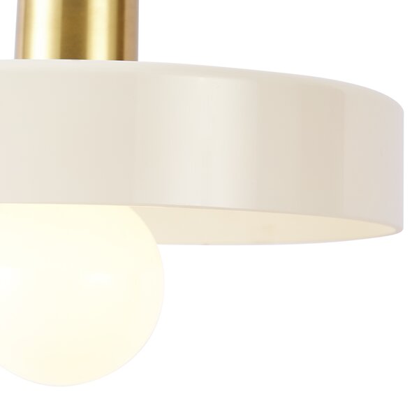 Lampă suspendată retro aurie cu sticlă bej - Jina