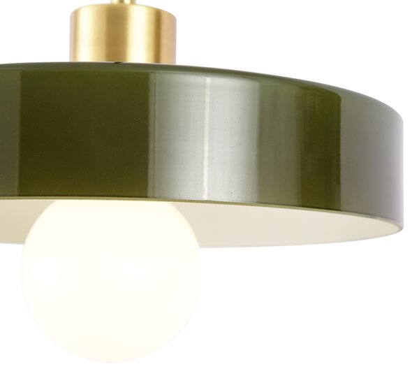 Lampă suspendată retro aurie cu sticlă verde - Jina