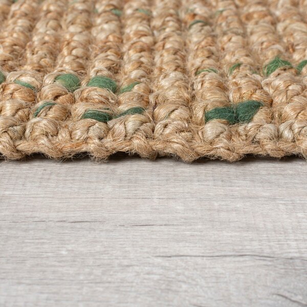 Covor tip traversă verde/în culoare naturală reversibil/țesut manual din iută 60x230 cm Jute Boucle Green – Flair Rugs