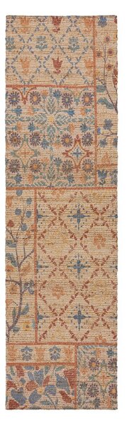 Covor tip traversă în culoare naturală țesut manual din amestec de iută 60x230 cm Taylor Patchwork – Flair Rugs