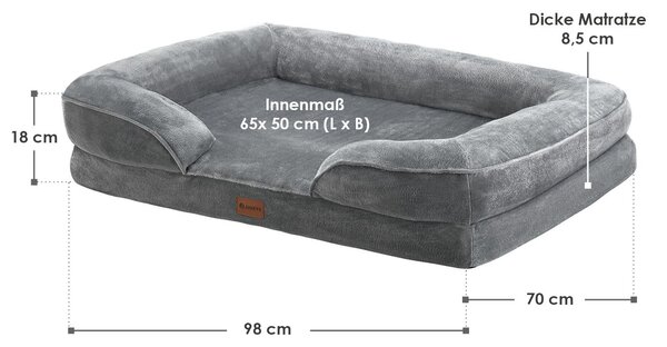 Juskys Pat pentru caini Sheena L 98 x 70 cm - gri