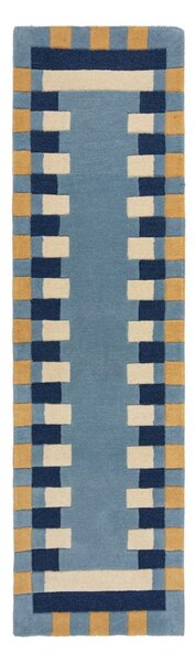 Covor tip traversă albastru țesut manual din lână 60x230 cm Kai Wool Border – Flair Rugs