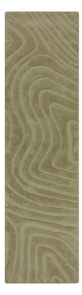 Covor tip traversă kaki țesut manual din lână 60x230 cm Mesmerise Sage – Flair Rugs