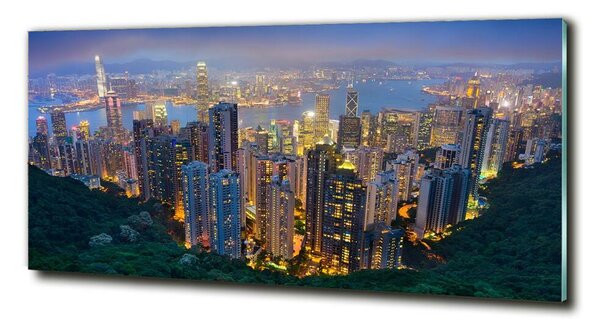 Tablou pe pe sticlă Hong Kong pe timp de noapte