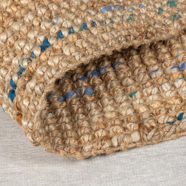 Covor albastru/în culoare naturală țesut manual din iută 160x230 cm Jute Boucle Blue – Flair Rugs