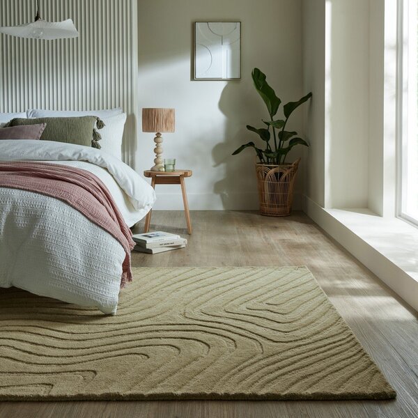 Covor kaki țesut manual din lână 120x170 cm Mesmerise Sage – Flair Rugs