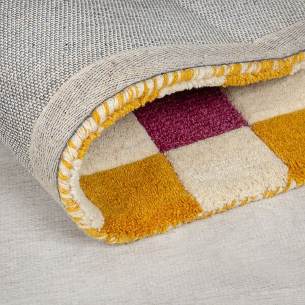 Covor tip traversă galben/roz țesut manual din lână 60x230 cm Kai Wool Border – Flair Rugs