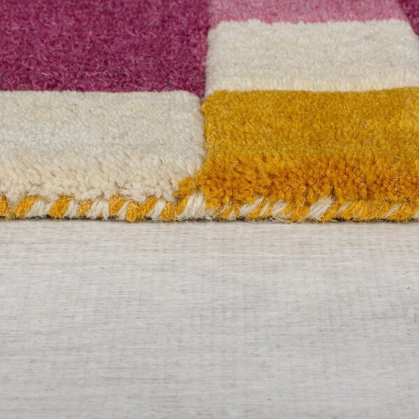 Covor tip traversă galben/roz țesut manual din lână 60x230 cm Kai Wool Border – Flair Rugs
