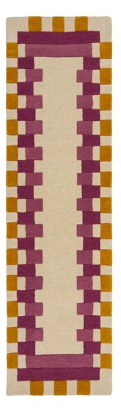 Covor tip traversă galben/roz țesut manual din lână 60x230 cm Kai Wool Border – Flair Rugs
